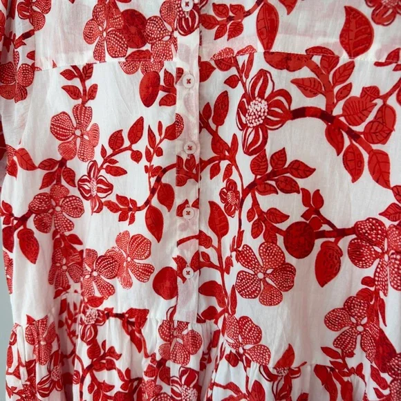 Ro's Garden Vibeka Short Floral Print Dress Large NWT Red White - Picture 4 of 10